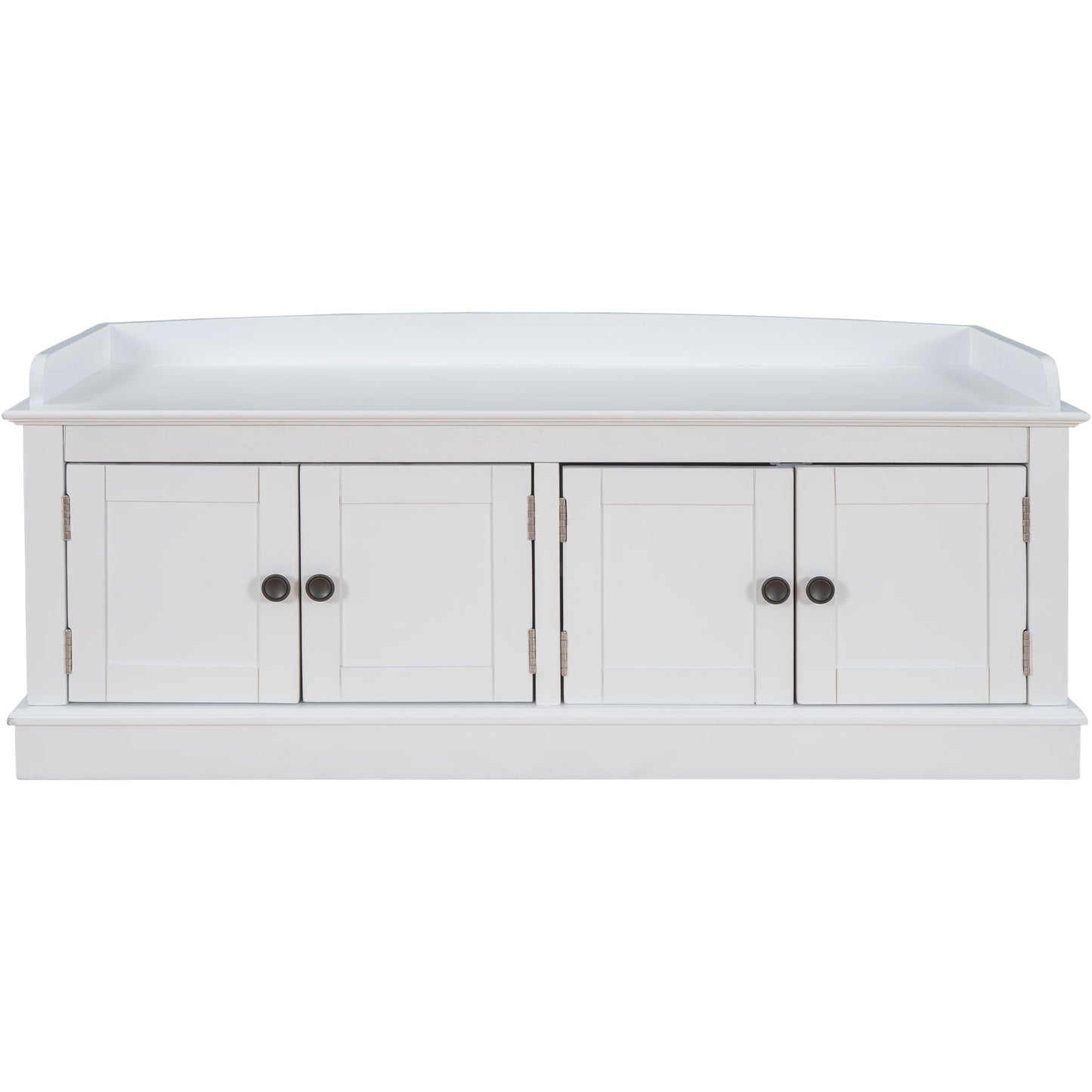 TREXM Storage Bench with Adjustable Doors and Padded Shoe Stand