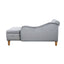 Chaise longue en velours gris avec rangement et coussin