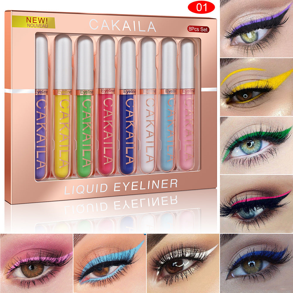 CAKAILA  8 color Matte Glitter Color Liquid Eyeliner Set Long lasting and not smudged - Korvel