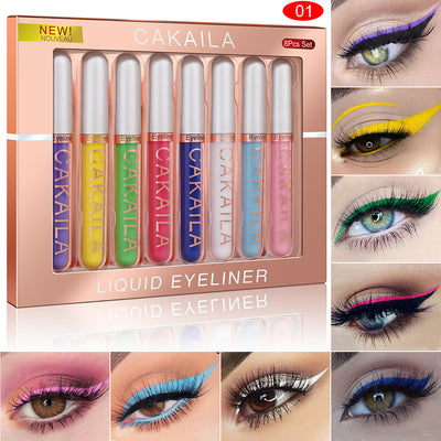CAKAILA  8 color Matte Glitter Color Liquid Eyeliner Set Long lasting and not smudged - Korvel