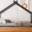 Twin Size Metal House Bed with Two Drawers - Black