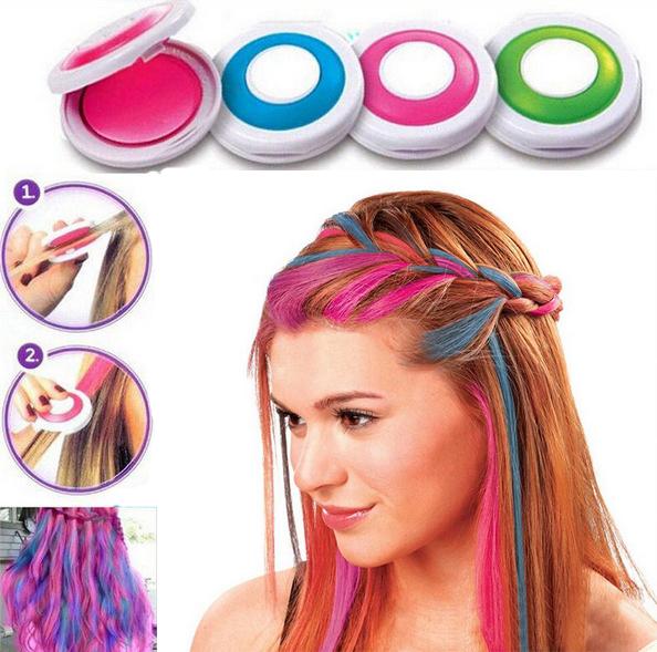 Set de Tiza para Cabello Temporal - 4 Colores Vibrantes para un Estilo Fácil