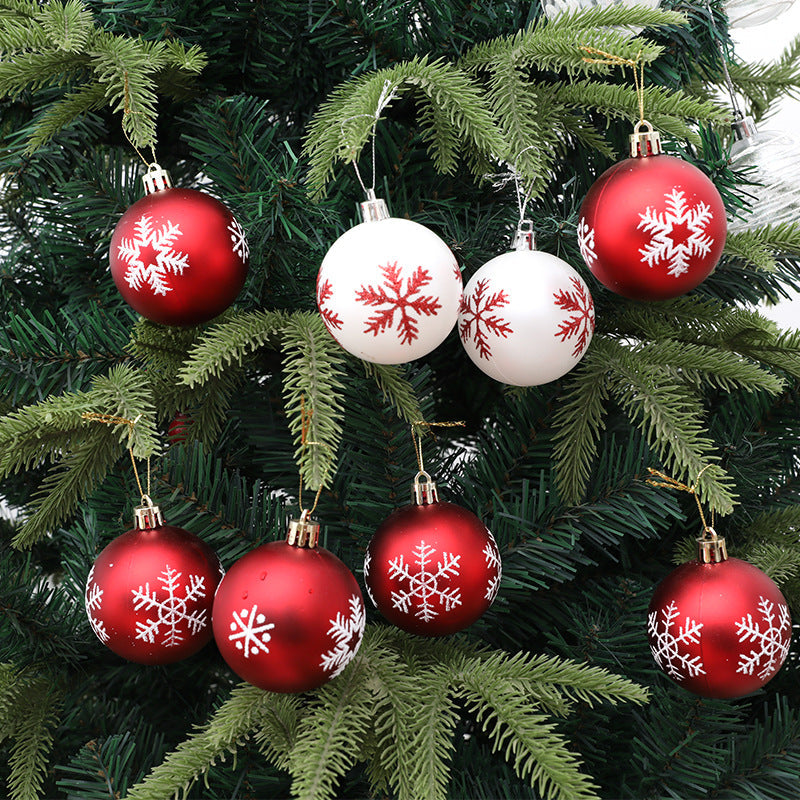 Christmas Decorations Christmas Tree Decoration 6cm Snowflake Painted Christmas Ball - Korvel