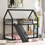 Twin over Twin House Bunk Bed with Ladder and Slide,Black - Korvel