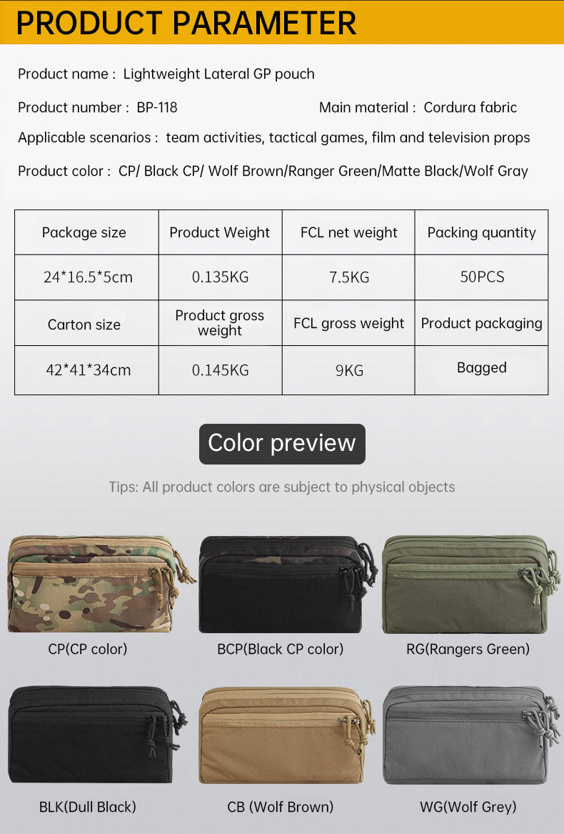 WoSportT Lightweight Horizontal GP Bag - Multifunctional Storage