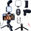 Premium Vlogging Kit with Tripod, LED Light & Microphone