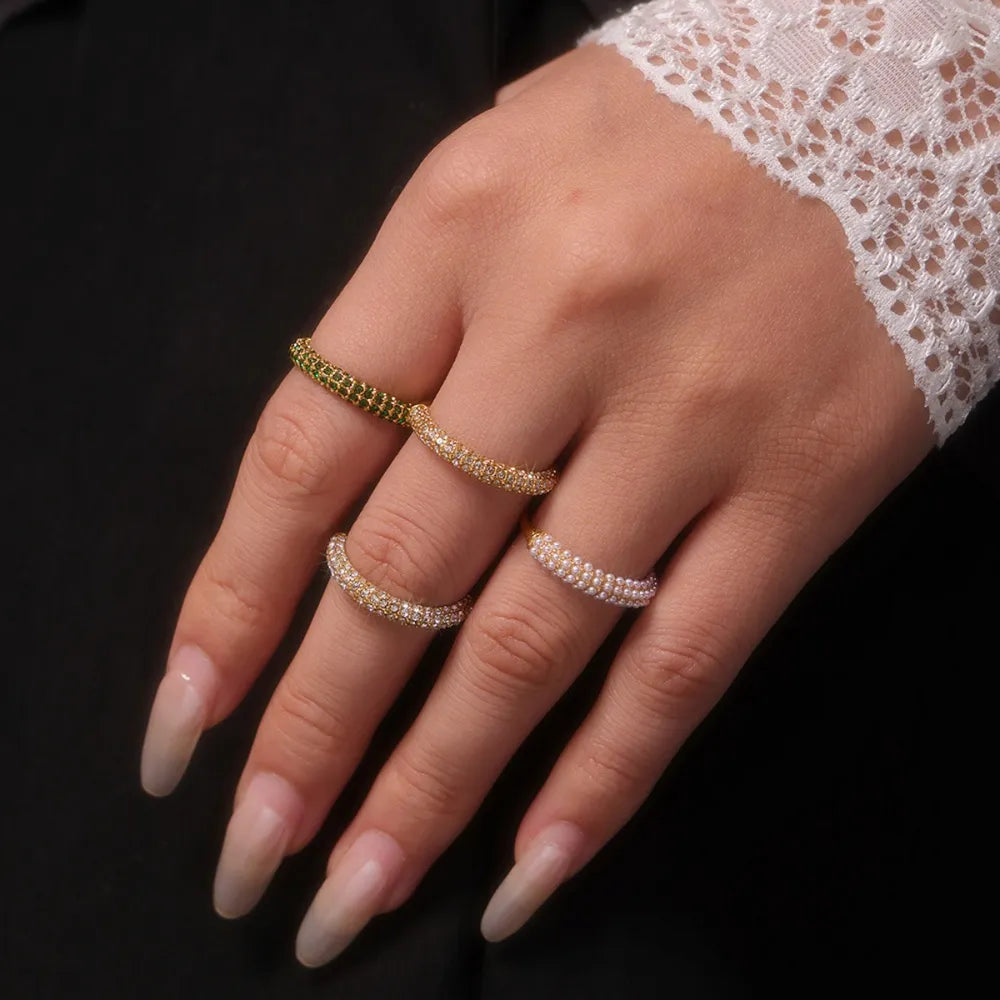 Zircon Light Luxury Ring Stainless Steel PVD Plated Finger Ring Jewelry - Korvel