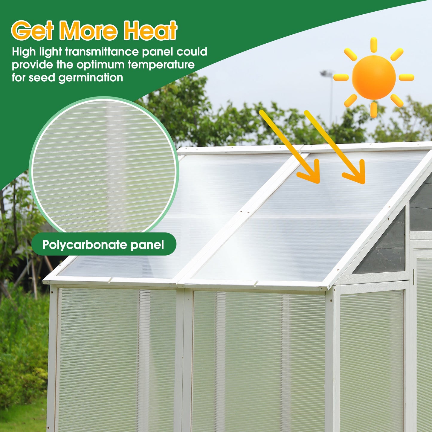76''x48''x86'' Polycarbonate Greenhouse, Walk-in Outdoor Plant Gardening Greenhouse for Patio Backyard Lawn - Korvel