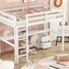 Twin Loft Wood Bed with Under-bed, Built-in Desk, a Storage Cabinet of 2 Drawers, Guardrails, Ladder,White - Korvel