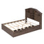 Cama Plataforma de Madera de Nogal de Tamaño Completo con Cabecera de Almacenamiento