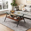 Rectangle Coffee Table with Tempered Glass top and Black Metal Legs, Modern Table for Living Room , Transparent Glass - Korvel