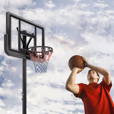 Basketball Hoop Basketball System 4.76-10ft Height Adjustable with 4 Basketball, Net Pocket, Inflator Set - Korvel