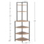 6-story corner open bookshelf modern bookshelf wooden frame independent bookshelf unit, country brown - Korvel