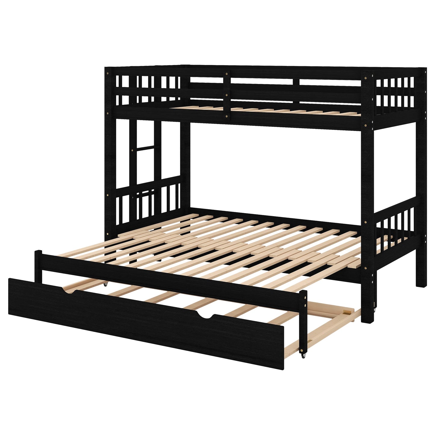 Twin over Pull-out Bunk Bed with Trundle  Espresso - Korvel