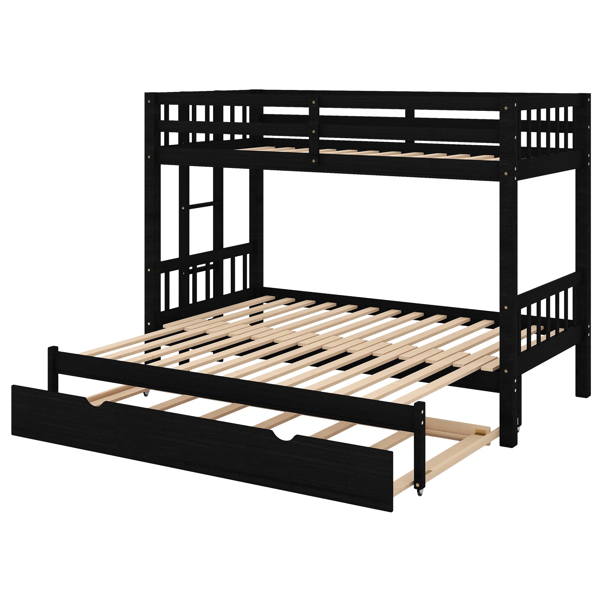 Twin over Pull-out Bunk Bed with Trundle  Espresso - Korvel