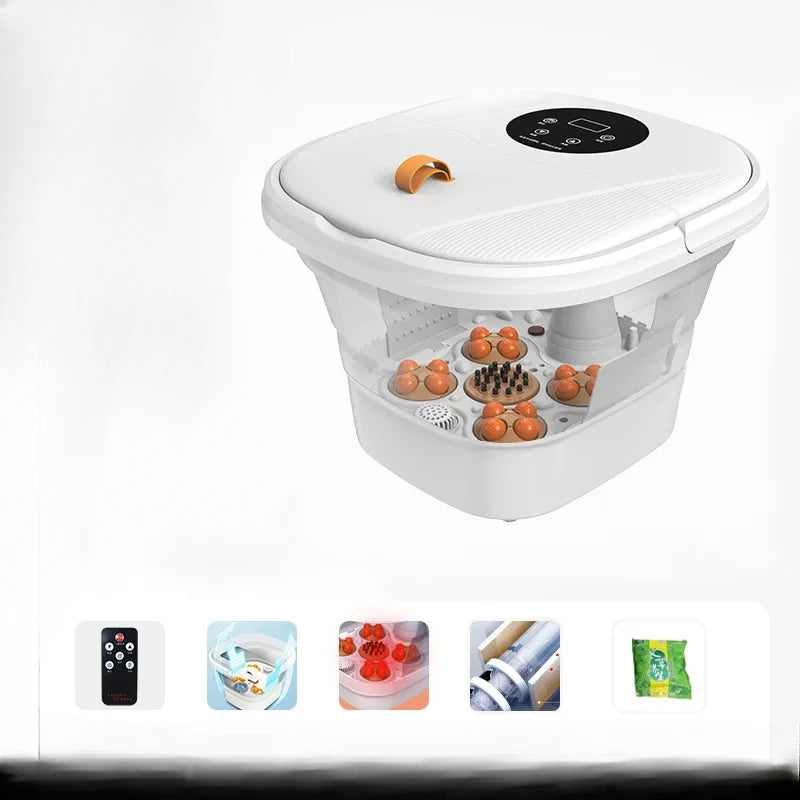 Folding Foot Bath Tub with Electric Massage Deep Foot Soaking Bucket Automatic Heating Foot Therapy Tub for Home - Korvel