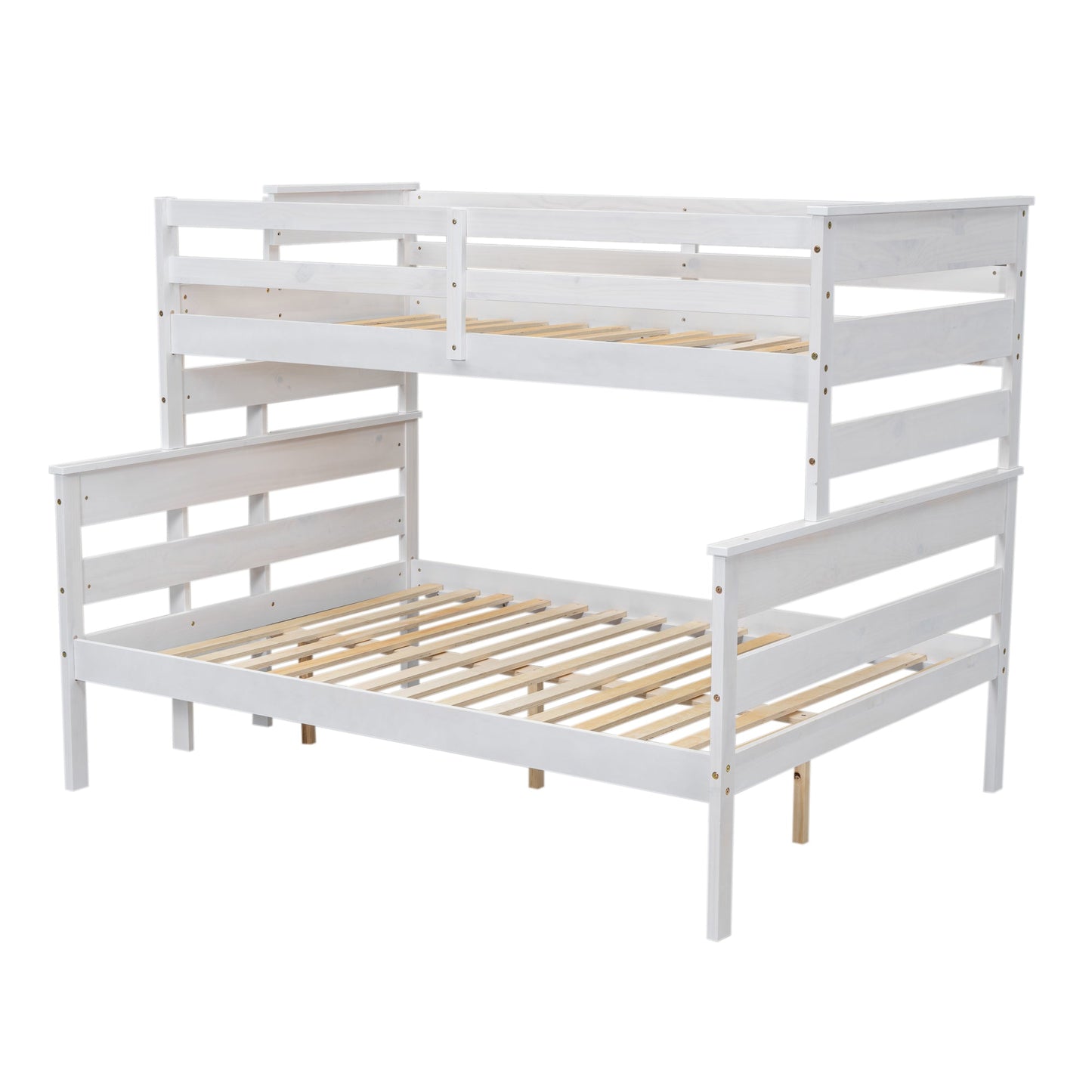 Wood Twin over Full Bunk Bed with Ladder White - Korvel