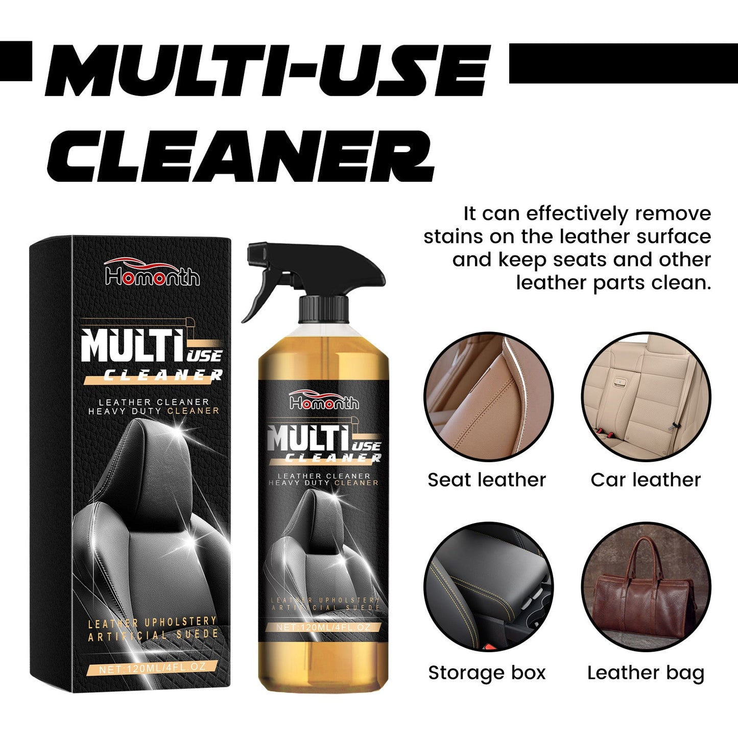 Premium Multi-Use Leather Cleaner for Car Interiors