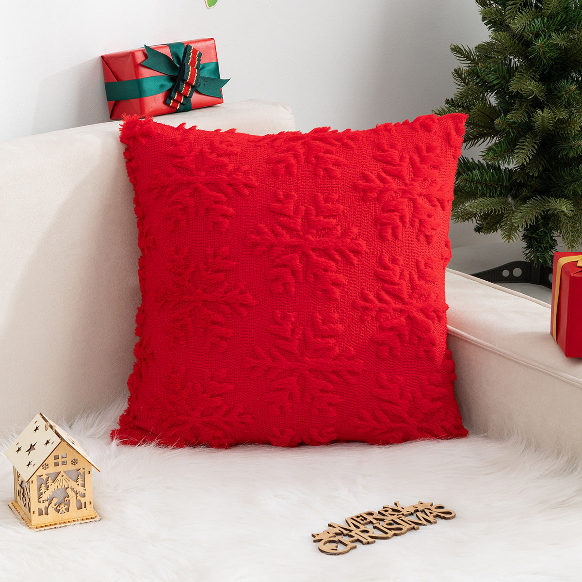 Christmas Pillow Cover Snowflake Christmas Tree Home Sofa Pillow Cover Holiday Decoration Cushion Cover - Korvel