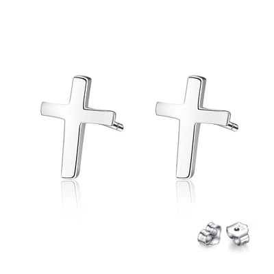 S925 sterling silver earrings fashionable earrings for women smooth cross earrings - Korvel
