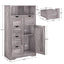 5 Drawers Storage Cabinet with Adjustable Shelves, Bathroom Cabinet with Doors, Floor Cabinet for Living Room Grey - Korvel