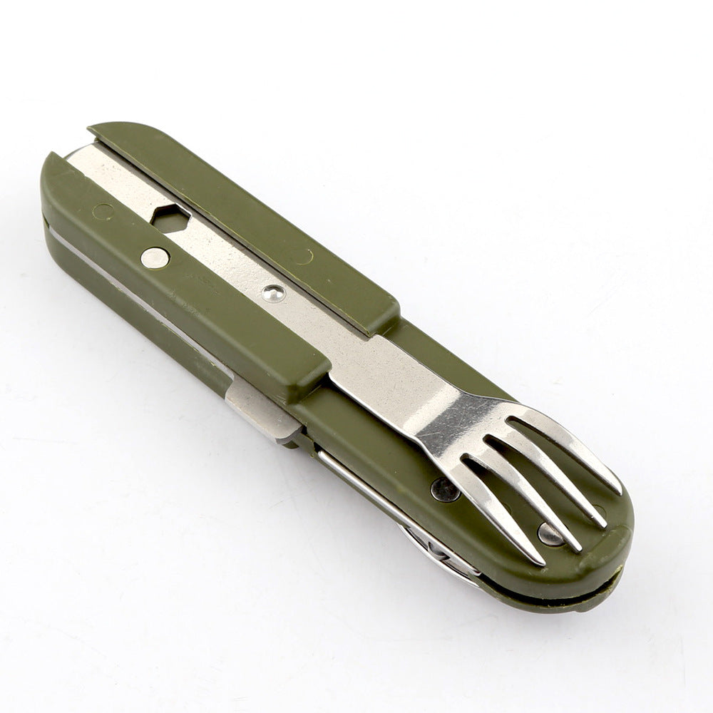 Camping Folding Knife Fork And Spoon Combination Stainless Steel Tableware Knife And Fork Multi-Function Knife Disassembly And Assembly Tableware - Korvel