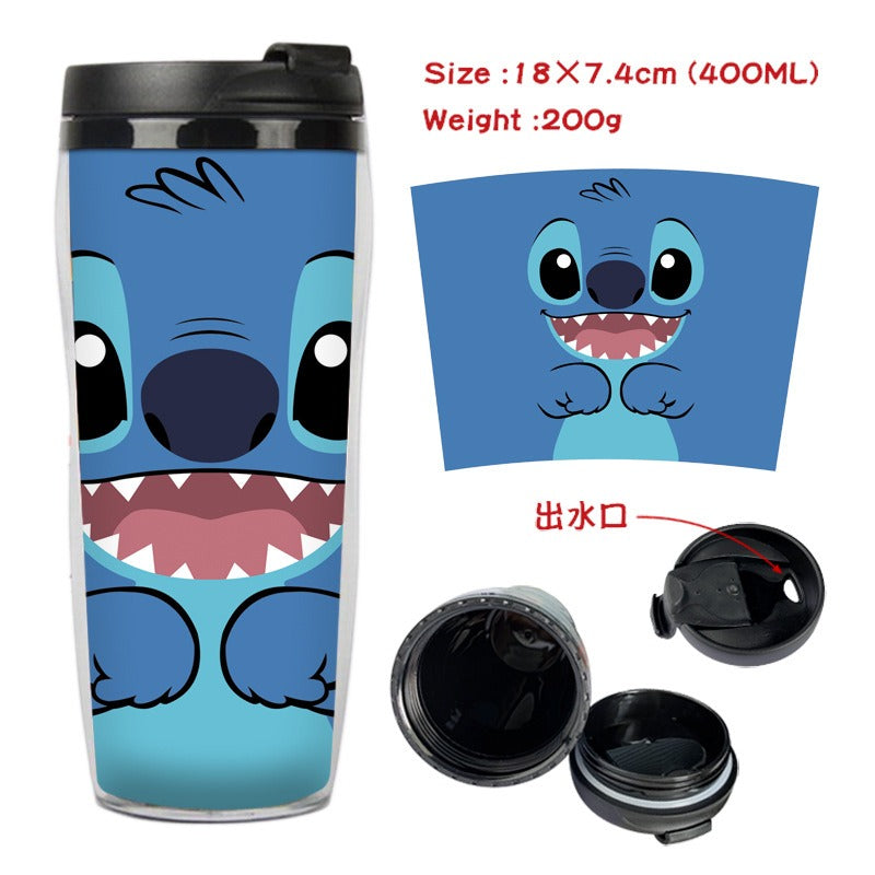 Stitch Stitch animation peripheral double-layer insulated plastic cup two-dimensional cartoon tea cup cold water kettle water cup - Korvel