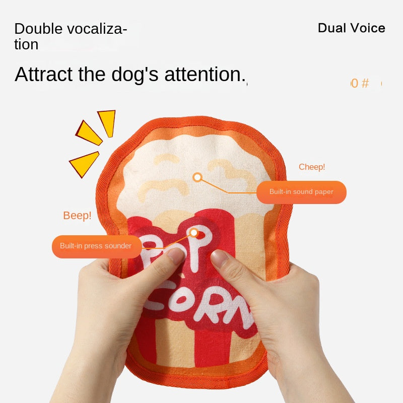 Durable Dog Toy for Chewing, Playing, and Teeth Cleaning - Fun Squeaky Anti-Boredom Design in Hamburger and French Fries Shapes for Small and Medium Dogs - Korvel