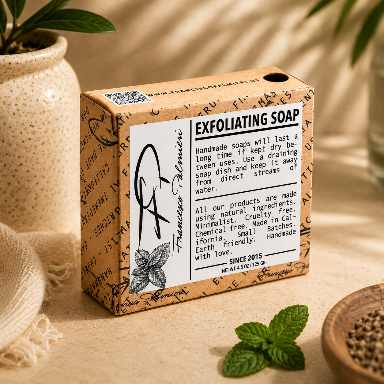 Jabón Exfoliante de Menta y Espirulina