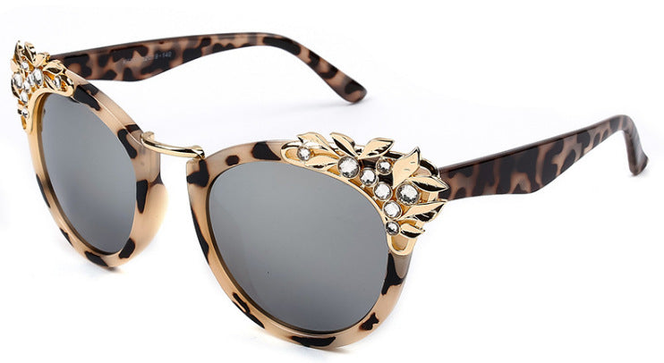 Fashion Luxury Rhinestone Cat Eye Sunglasses Women Brand Designer Mirror Lens Eyewear Men Sun Glasses Shades UV400 Oculos - Korvel