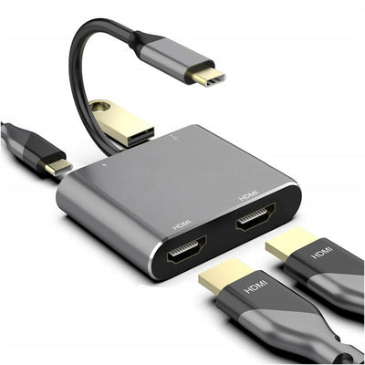 Type-C hub to dual HDMI PD USB3.0 hub for mobile phones, laptops, and multi port docking stations - Korvel
