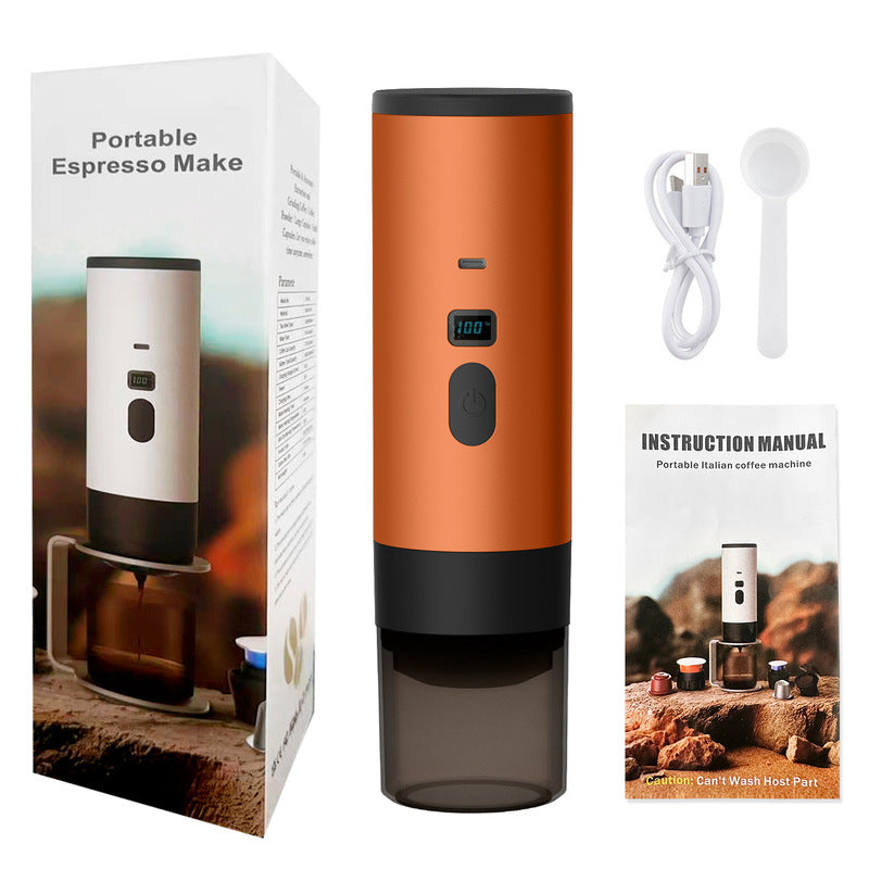 Portable Wireless 3-in-1 Espresso Maker, 7800mAh, Car/Home/Camping, Ground/Capsule Coffee. - Korvel