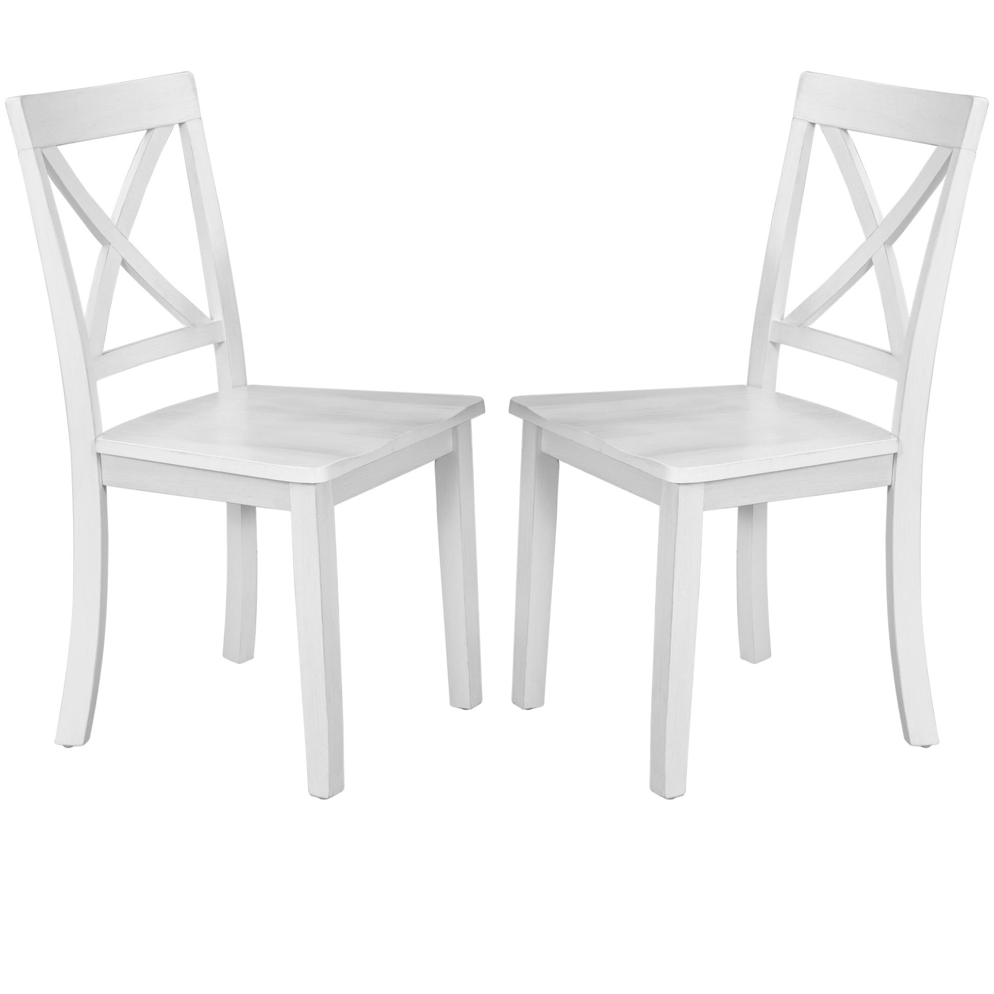 Orisfur 5 Pieces Dining Table and Chairs Set for 4 Persons Kitchen Room Solid Wood Table with 4 Chairs MDF + White + Solid Wood - Korvel