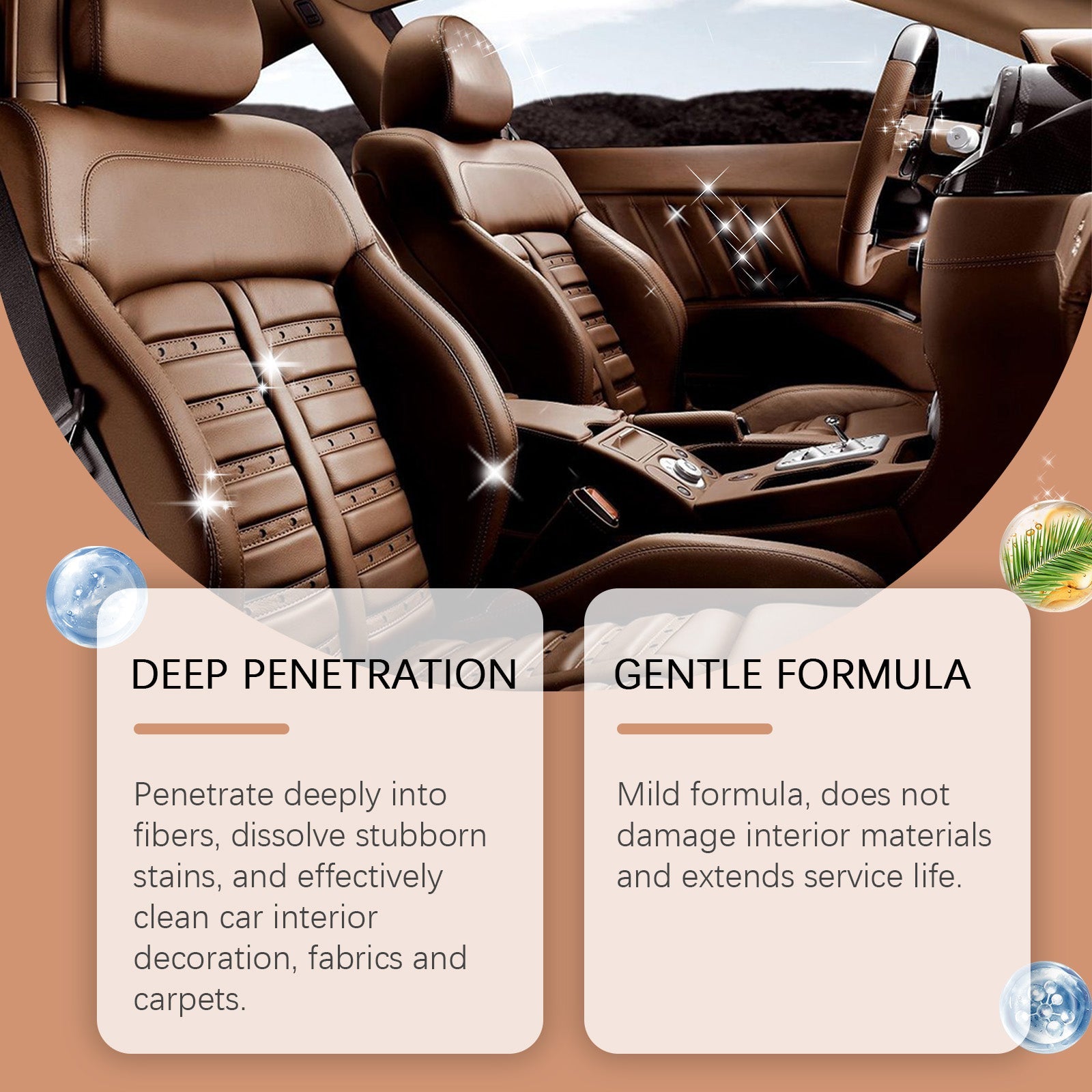 Car Interior Cleaning Agent, Leather Fabric Plastic Effective Cleaning And Stain Removal Cleaner - Korvel