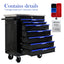 7 DRAWERS MULTIFUNCTIONAL TOOL CART WITH WHEELS-BLACK+BLUE - Korvel