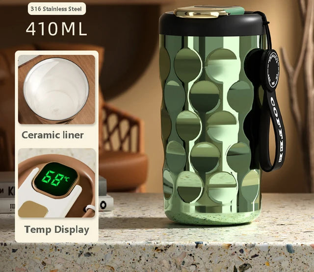 LED temperature display insulated cup 316 stainless steel cup intelligent coffee insulated bottle 410ml vacuum bottle coffee cup - Korvel