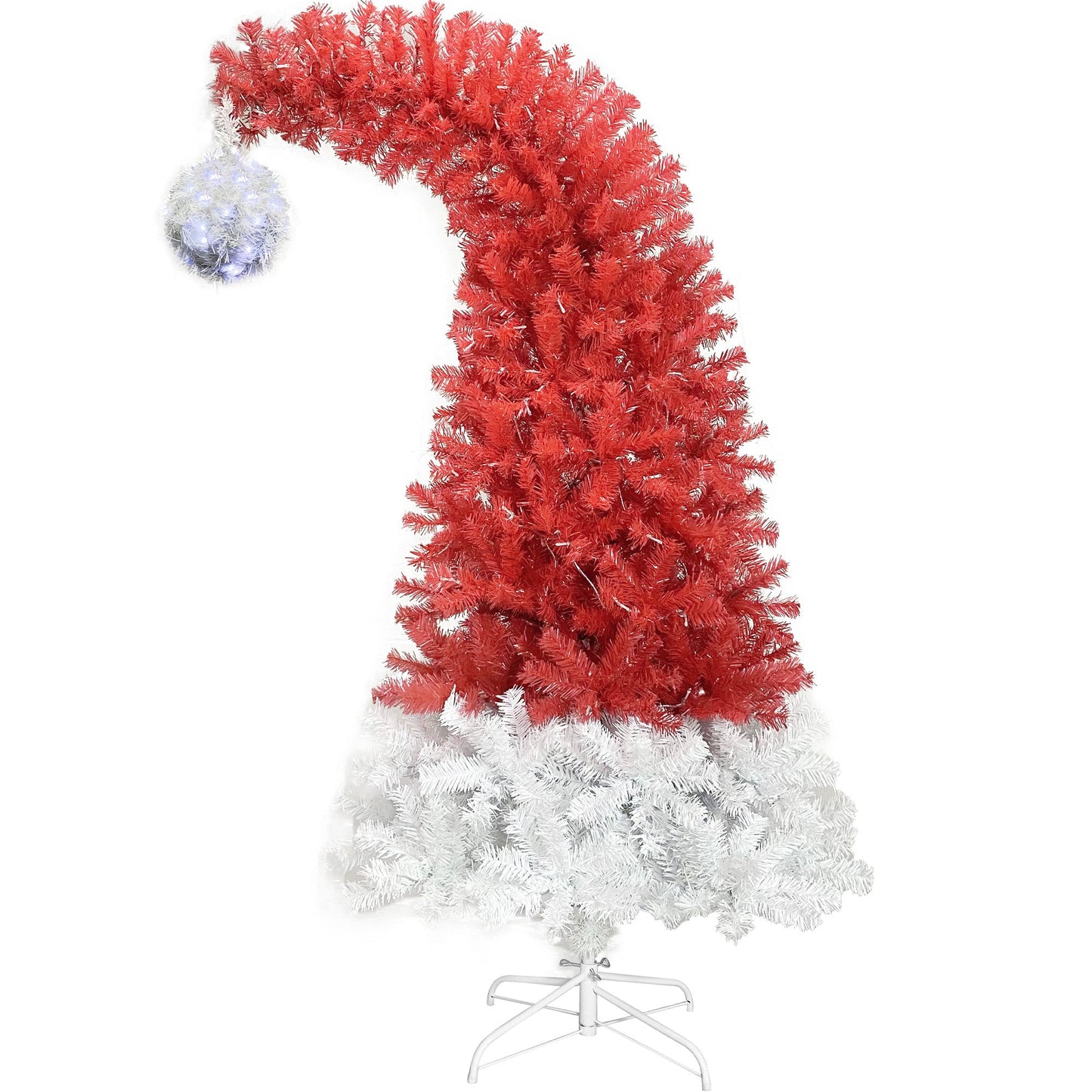 6FT Curved Top Artificial Fir Christmas Tree with LED Lights