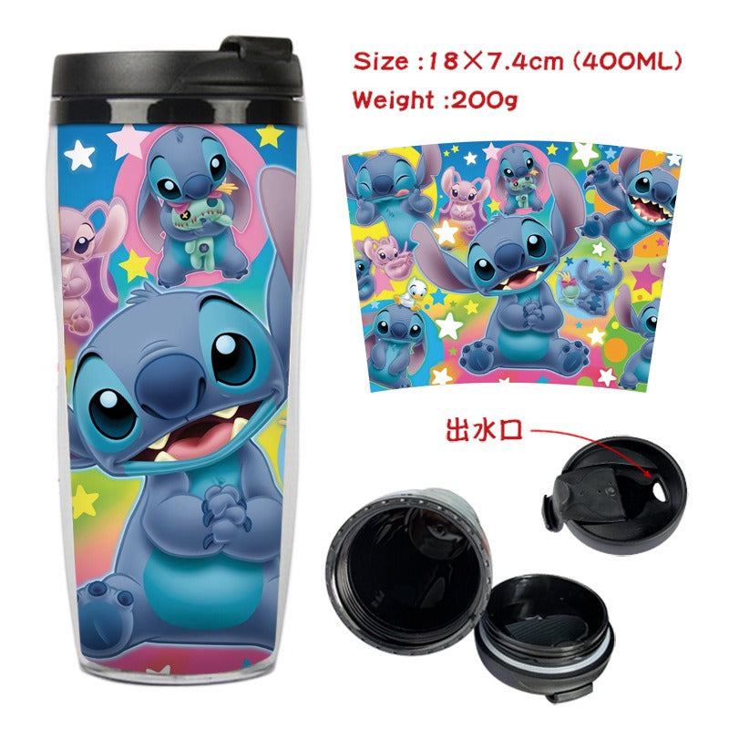 Stitch Stitch animation peripheral double-layer insulated plastic cup two-dimensional cartoon tea cup cold water kettle water cup - Korvel
