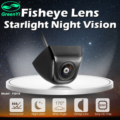 GreenYi 170 Degree Fish Eye Lens Starlight Night Vision Vehicle Rear / Front View Camera low-light level 15m visible Car Camera - Korvel