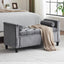 Storage Bench, 44.5-Inch Queen Velvet Button Bedside Bench, Entryway Living Room with Armrests, Nailhead Trim Gray - Korvel