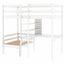 Convertible Loft Bed with L-Shape Desk, Twin Bunk Bed with Shelves and Ladder White - Korvel