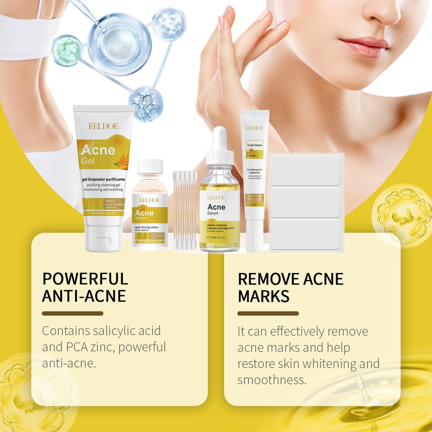 Acne Skin Care Set Skin Care For Acne Skin Is Suitable For Moisturizing And Beautify Soft Skin - Korvel
