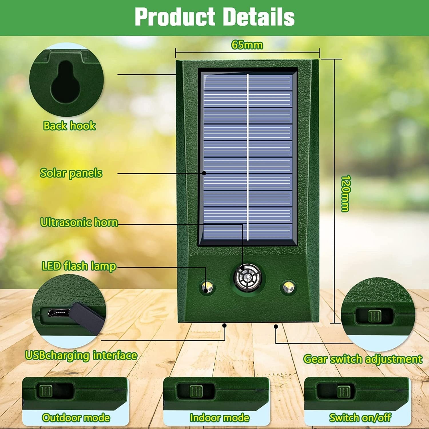 Ultrasonic mouse repeller Outdoor LED red and white flash bird repeller Ultrasonic dog repeller Cat repeller - Korvel