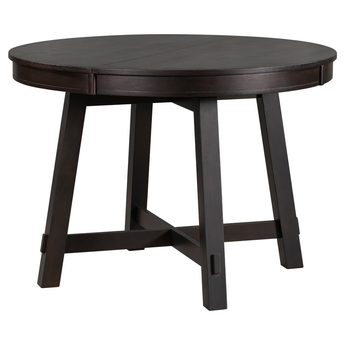 TREXM Farmhouse Round Extendable Dining Table with 16" Leaf Wood Kitchen Table (Espresso) - Korvel