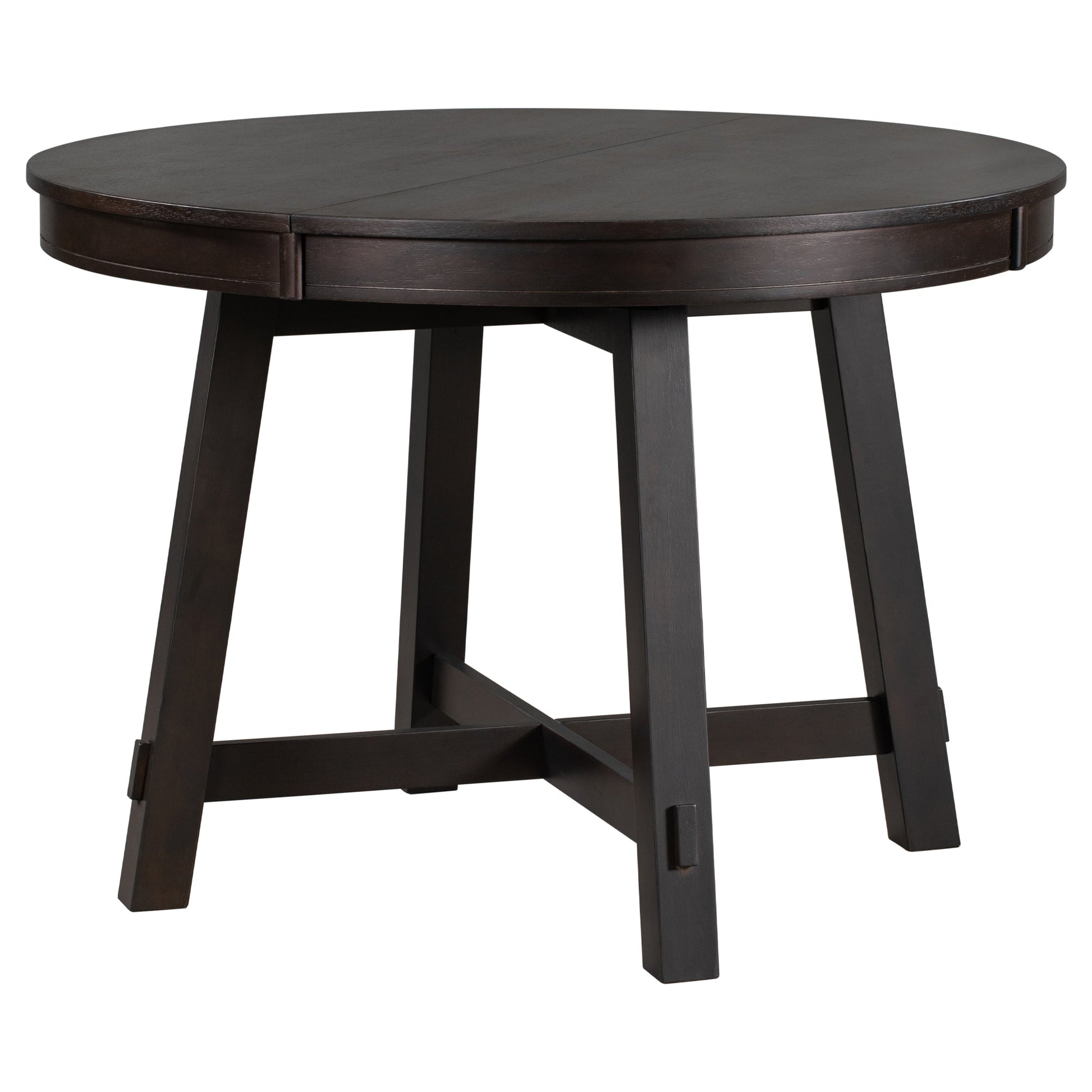 TREXM Farmhouse Round Extendable Dining Table with 16" Leaf Wood Kitchen Table (Espresso) - Korvel