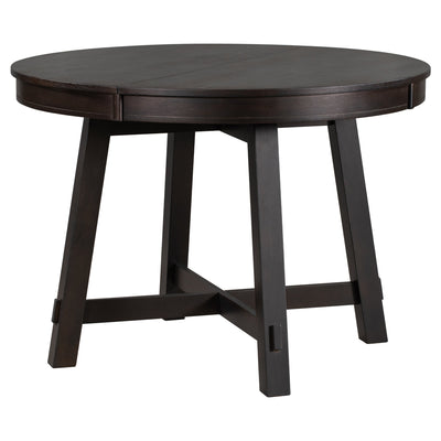 TREXM Farmhouse Round Extendable Dining Table with 16" Leaf Wood Kitchen Table (Espresso) - Korvel