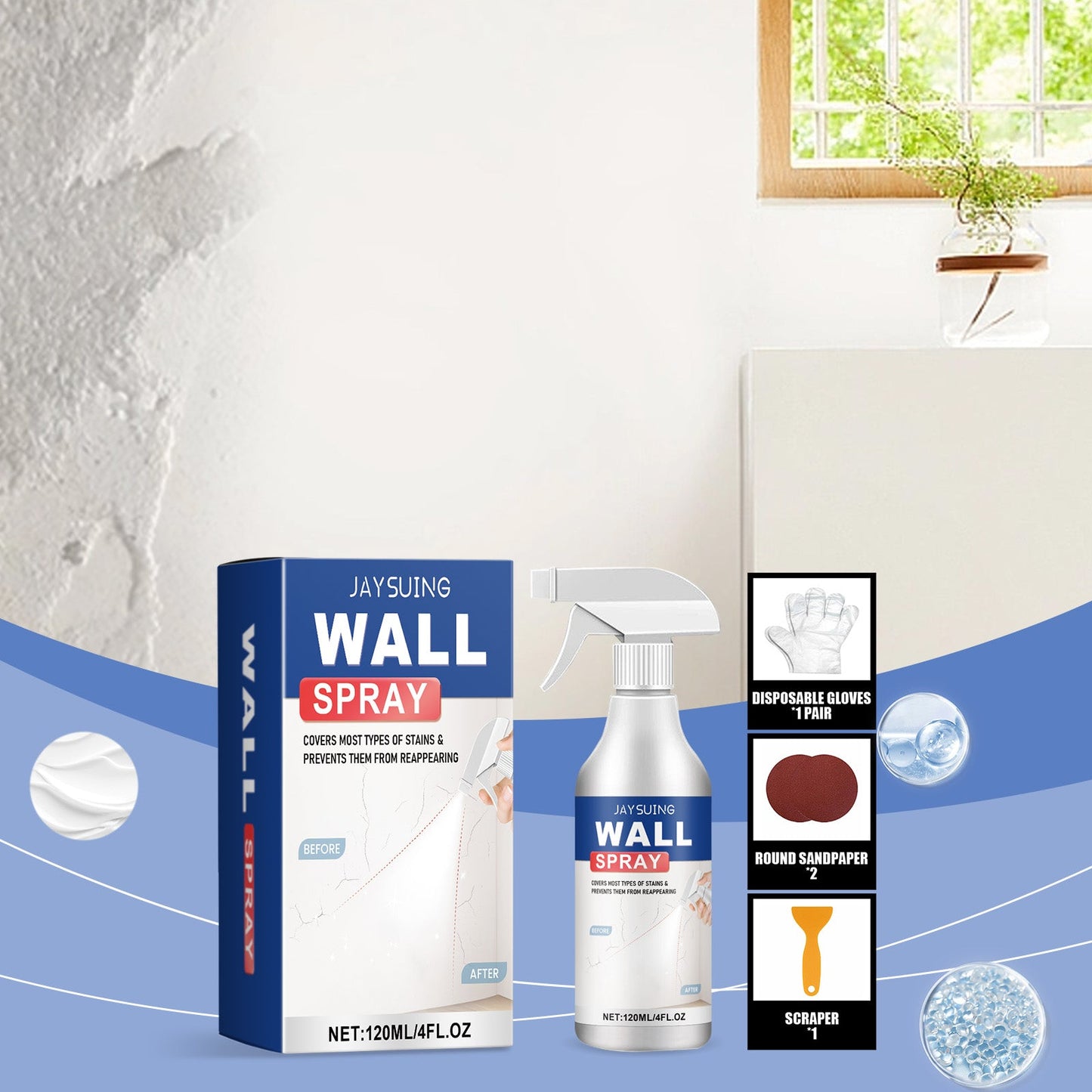 Wall Renovation Spray Paint, Decontamination Apply Waterproof Fast Light Paint Renovation Wall Renovation Spray - Korvel