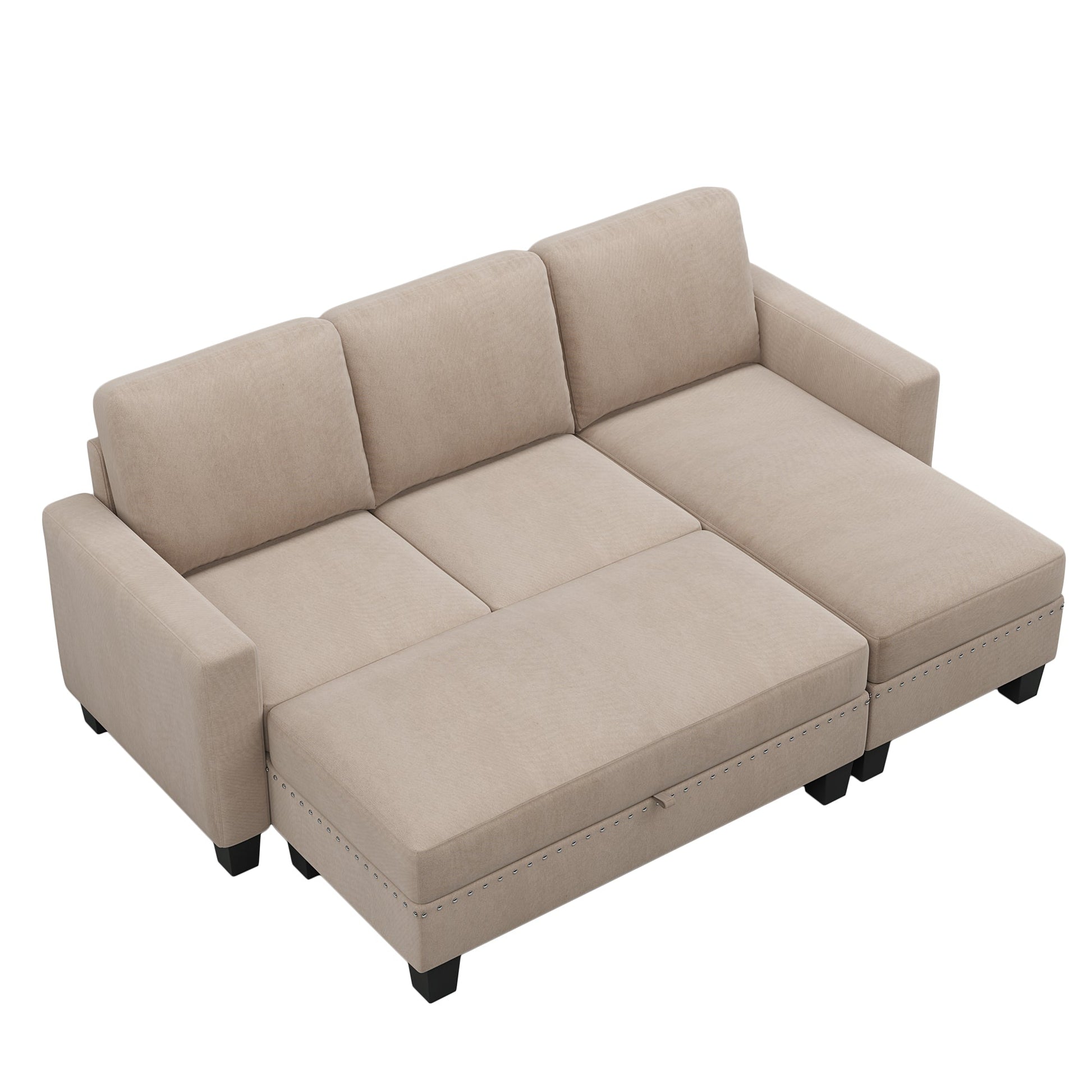 [New]81" Reversible Sectional Couch with Storage Chaise L-Shaped Sofa for Apartment Sectional Set Warm Grey - Korvel