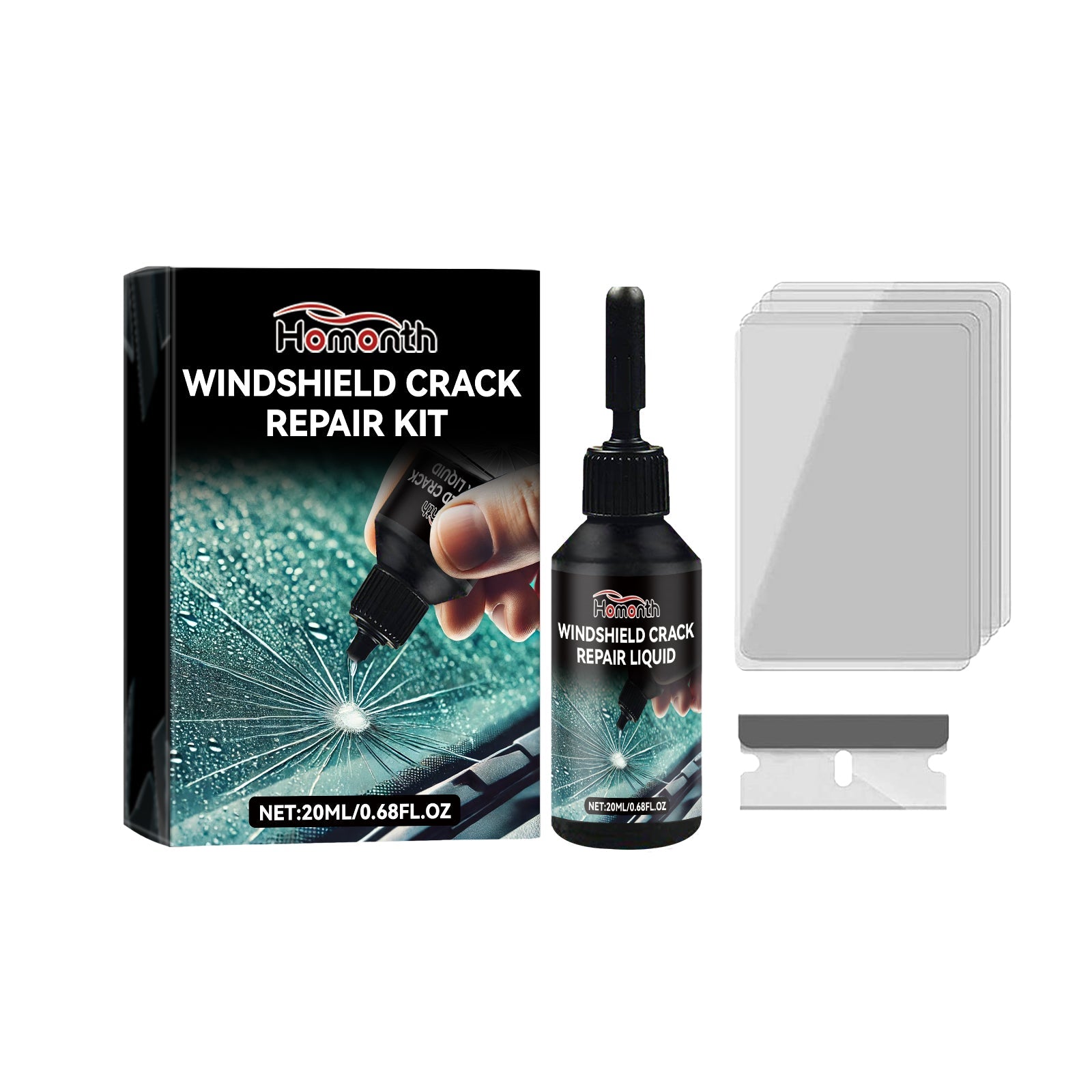 Automotive Glass Care Kit Automotive Windshield Cracks And Scratches Adhesive Repair Solution - Korvel