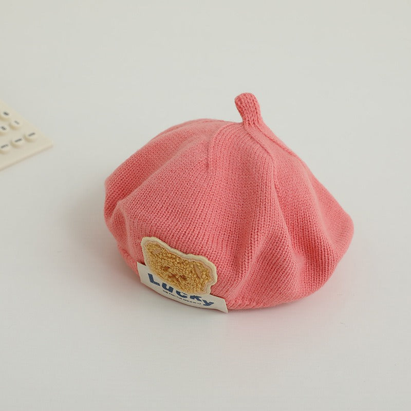 Gorro Beret de Oso Lindos para Bebés - Estilo Coreano de Pana